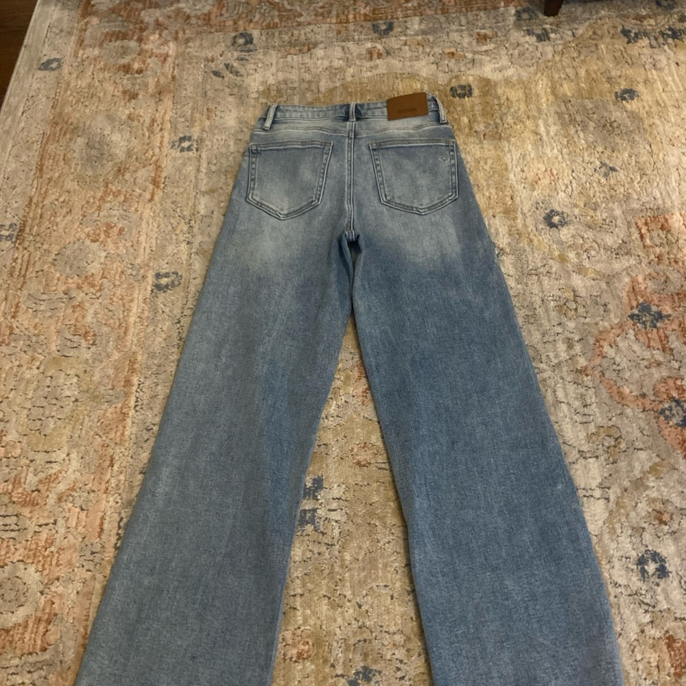 Hidden Los Angeles Jeans Womens 26 Raw Hem Stretch High Rise Light Wash Wide leg - Picture 9 of 13
